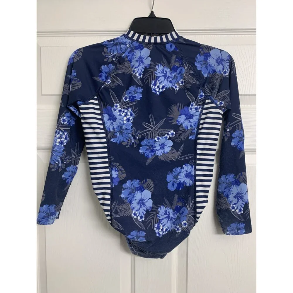 Wonder Nation Girls Floral Long Sleeve Swimsuit‎ Size L (10-12) Plus